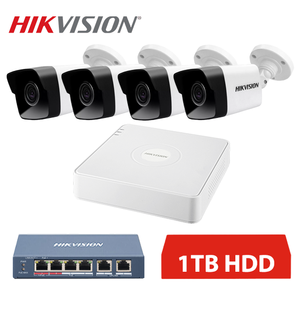 Hikvision IP 4 kamerový set 2MPx bullet 1TB