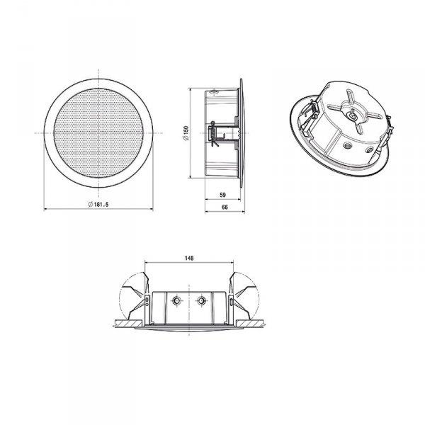 IC AUDIO DL-E 06-130/T-EN54 SAFE STROPNÝ REPRODUKTOR 6 W / 100 V