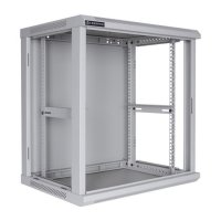 Racková skriňa 19'' 15U (600x600mm - závesná - šedá - presklené dvere)