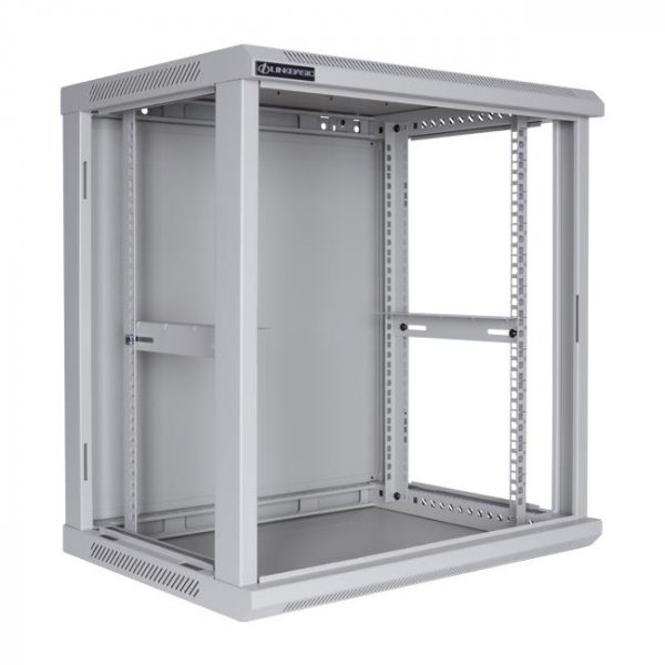 Racková skriňa 19'' 15U (600x600mm - závesná - šedá - presklené dvere)