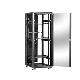 Racková skriňa 19'' 37U (800x800mm - stojaca - čierna - presklené dvere)