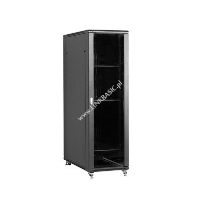 Racková skriňa 19'' 42U (600x1200mm - stojaca - čierna - presklené dvere)