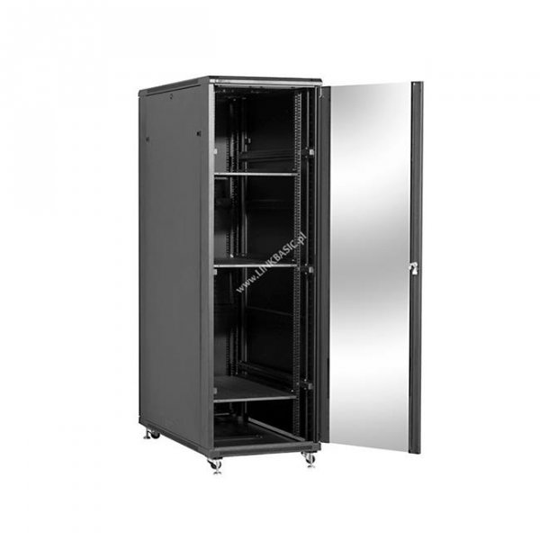 Racková skriňa 19'' 42U (800x1200mm - stojaca - čierna - presklené dvere)