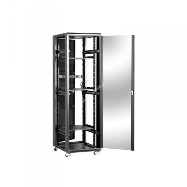 Racková skriňa 19'' 32U (600x800mm - stojaca - čierna - presklené dvere)