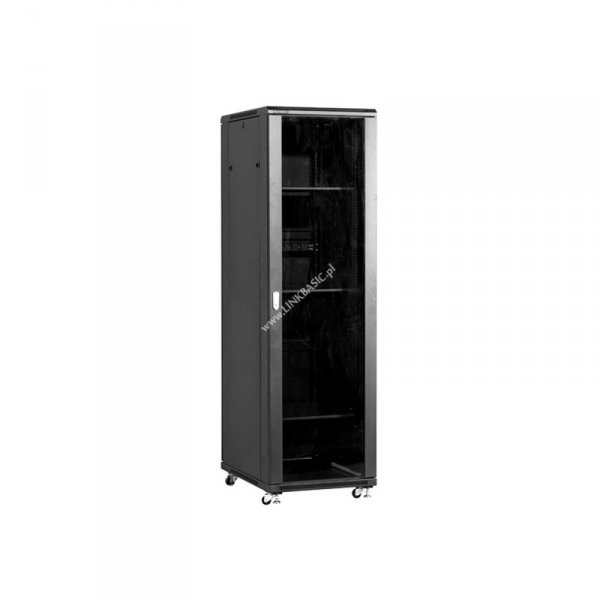 Racková skriňa 19'' 32U (600x1000mm - stojaca - čierna - presklené dvere)