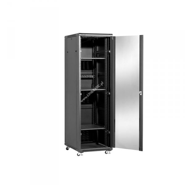 Racková skriňa 19'' 32U (600x1000mm - stojaca - čierna - presklené dvere)
