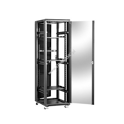 Racková skriňa 19'' 42U (600x600mm - stojaca - čierna - presklené dvere)