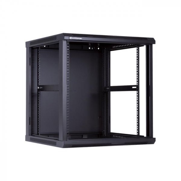 Racková skriňa 19'' 22U (600x600mm - závesná - čierna - presklené dvere)