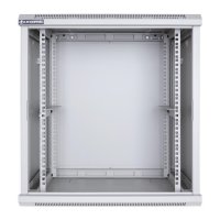 Racková skriňa 19'' 15U (600x600mm - závesná - šedá - presklené dvere)
