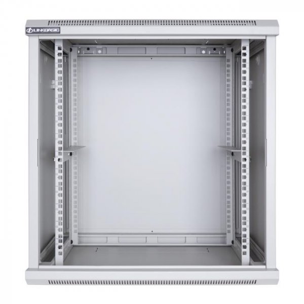Racková skriňa 19'' 15U (600x600mm - závesná - šedá - presklené dvere)