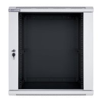 Racková skriňa 19'' 15U (600x600mm - závesná - šedá - presklené dvere)
