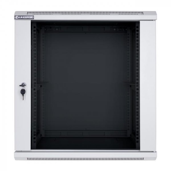 Racková skriňa 19'' 15U (600x600mm - závesná - šedá - presklené dvere)