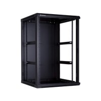 Racková skriňa 19'' 18U (600x600mm - závesná - čierna - presklené dvere)
