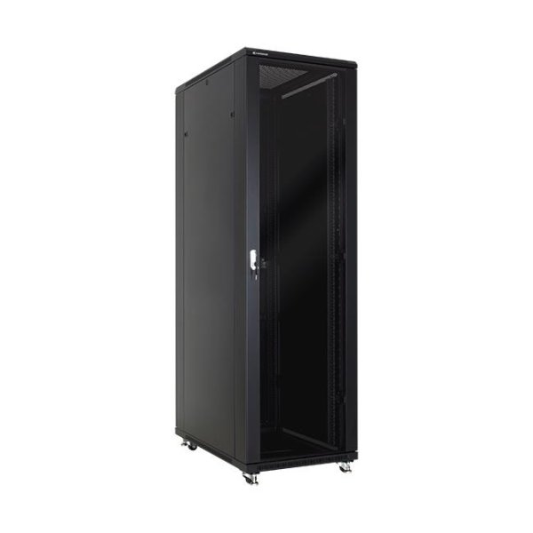 Racková skriňa 19'' 47U (800x1200mm - stojaca - čierna -presklené dvere)