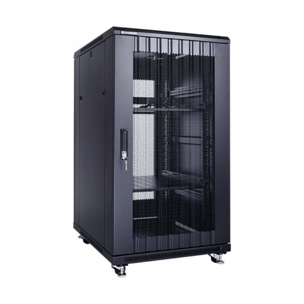 Racková skriňa 19'' 22U (600x800mm - stojaca - čierna - perforované oceľové dvere)