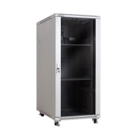 Racková skriňa 19'' 27U (600x1000mm - stojaca - šedá - presklené dvere + extra vybavenie)