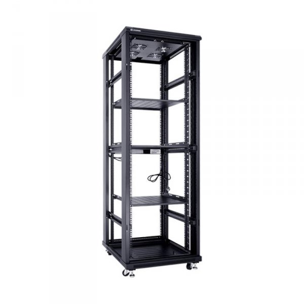 Racková skriňa 19'' 37U (600x800mm - stojaca - čierna - presklené dvere)
