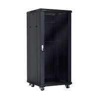 Racková skriňa 19'' 32U (600x600mm - stojaca - čierna - presklené dvere)