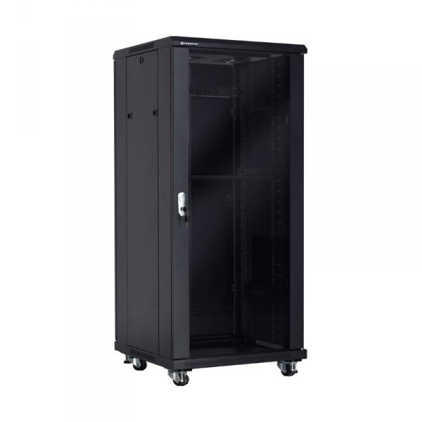 Racková skriňa 19'' 32U (600x600mm - stojaca - čierna - presklené dvere)