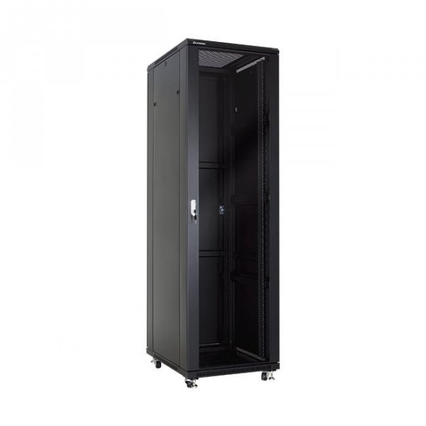 Racková skriňa 19'' 42U (600x800mm - stojaca - čierna - presklené dvere)