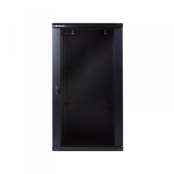Racková skriňa 19'' 18U (600x450mm - závesná - čierna - presklené dvere)