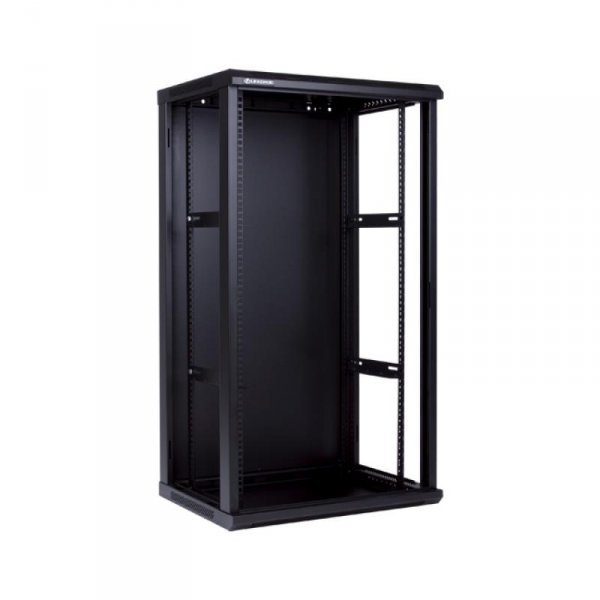 Racková skriňa 19'' 18U (600x450mm - závesná - čierna - presklené dvere)