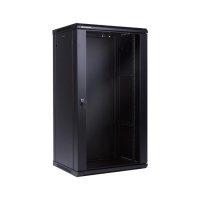 Racková skriňa 19'' 22U (600x450mm - závesná - čierna - presklené dvere)