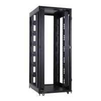 Racková skriňa 19'' 42U (800x1000mm - stojaca - čierna - perforované oceľové dvere + extra vybavenie)