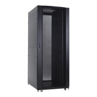 Racková skriňa 19'' 42U (800x1000mm - stojaca - čierna - perforované oceľové dvere + extra vybavenie)