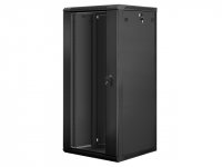 Racková skriňa 19'' 27U (600X600mm - závesná - čierna - presklené dvere)