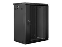Racková skriňa 19" 15U (600x450mm - závesná - čierna - presklené dvere)