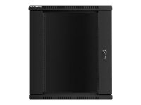 Racková skriňa 19" 15U (600x450mm - závesná - čierna - presklené dvere)