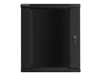 Racková skriňa 19" 15U (600x450mm - závesná - čierna - presklené dvere)