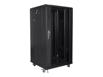 Racková skriňa 19'' 22U (600x600mm - stojaca - čierna - presklené dvere)