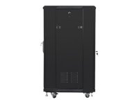 Racková skriňa 19'' 22U (600x600mm - stojaca - čierna - presklené dvere)