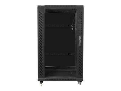 Racková skriňa 19'' 22U (600x600mm - stojaca - čierna - presklené dvere)