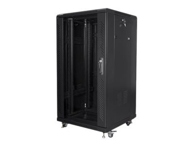 Racková skriňa 19'' 22U (600x600mm - stojaca - čierna - presklené dvere)