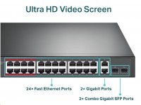 TP-Link TL-SL1226P [24-portový 10/100Mb/s + 2-portový gigabitový Nemenežovateľný PoE Switch]