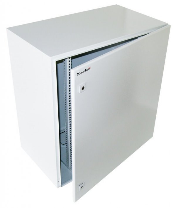 Vodotesná racková skriňa 19'' 17U (600x450mm - závesná - šedá - oceľové dvere)