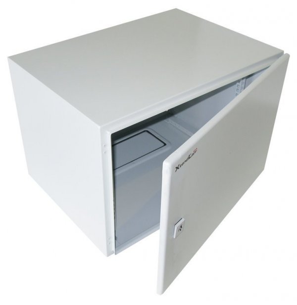 Vodotesná racková skriňa 19'' 8U (600x450mm - závesná - šedá - oceľové dvere)