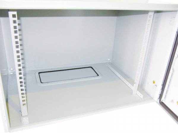 Vodotesná racková skriňa 19'' 8U (600x450mm - závesná - šedá - oceľové dvere)