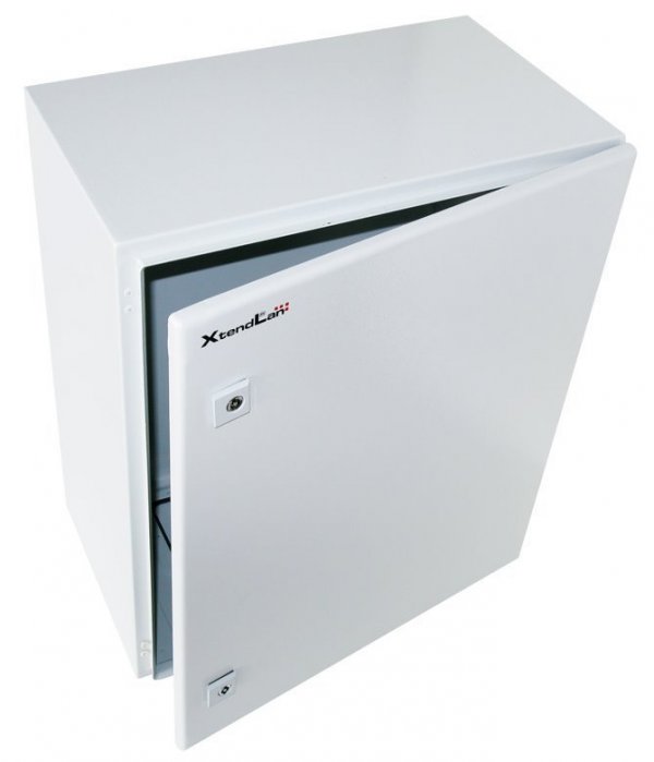 Vodotesná racková skriňa 19'' 9U (600x300mm - závesná - šedá - oceľové dvere)
