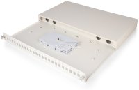 Patchpanel 1U, 19", výsuvný, 24x SC simplex, biely (2x kazeta 1/12)