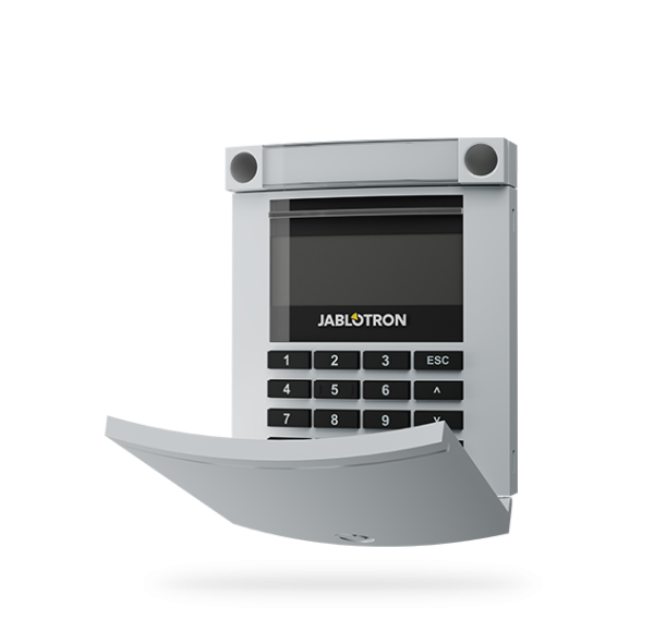 JA-114E-GR Zbernicový prístupový modul s displejom, klávesnicou a RFID čítačkou (sivý)