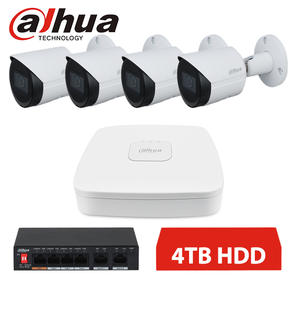 DAHUA IP 4 KAMEROVÝ SET 2MPX BULLET 4TB