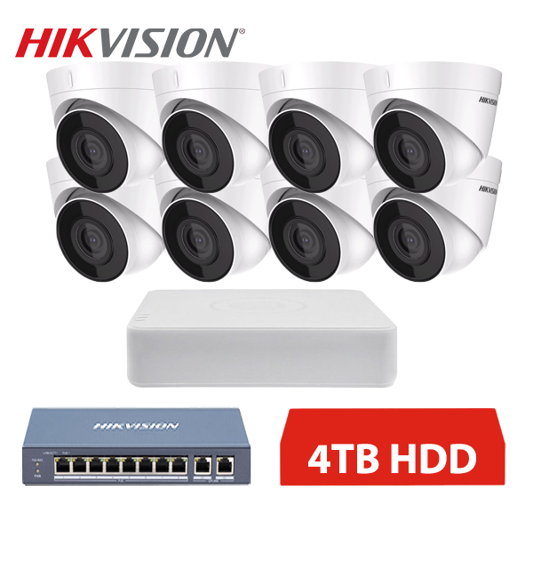 Hikvision IP 8 kamerový set 2MPx dome 4TB