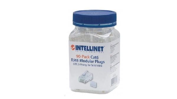 Intellinet konektor RJ45, Cat6, UTP, 15µ, drôt, 90 ks v nádobe