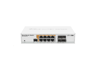 MikroTik Cloud Router Switch CRS112-8P-4S-IN, 400MHz CPU, 128MB RAM, 8xLAN, PoE max. 67W, 4xSFP slot, vrátane. Licencia L5