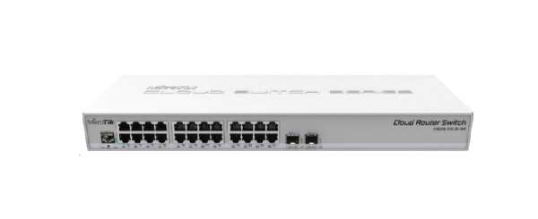 MikroTik Cloud Router Switch CRS326-24G-2S+RM, 800MHz CPU,512MB RAM, 24xLAN, 2xSFP+ slot, vrátane. L5