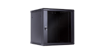 Racková skriňa 19'' 12U (600x600mm - závesná - čierna - presklené dvere)